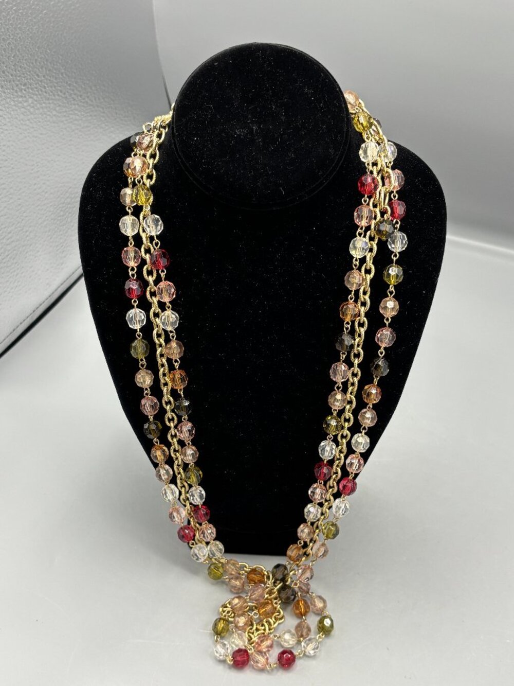 Gold bead strand necklace